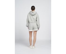 Lune Active - Kattie Cotton Blend Cropped Hoodie - grijs - M