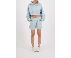 Lune Active - Kattie Cotton Blend Cropped Hoodie - licht blauw - L