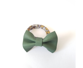 Haarelastiek met leren strik - Groen