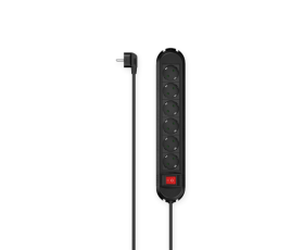 Hama 6-voudige stekkerdoos met schakelaar en wandmontage (Zwart)